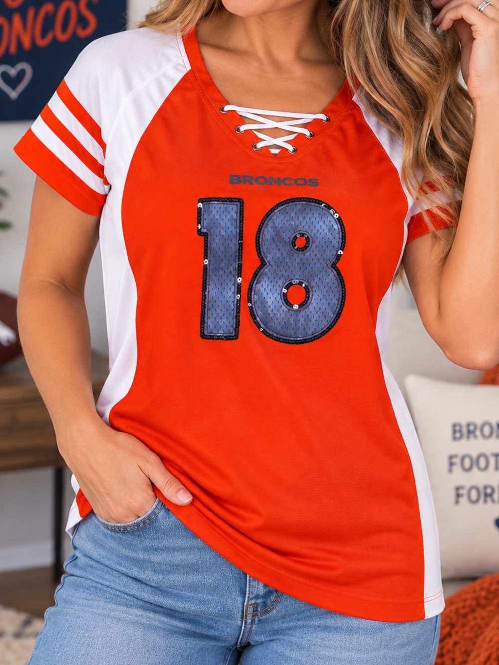 Denver Broncos Peyton Manning #18 Majestic Sequin Jersey Women XL